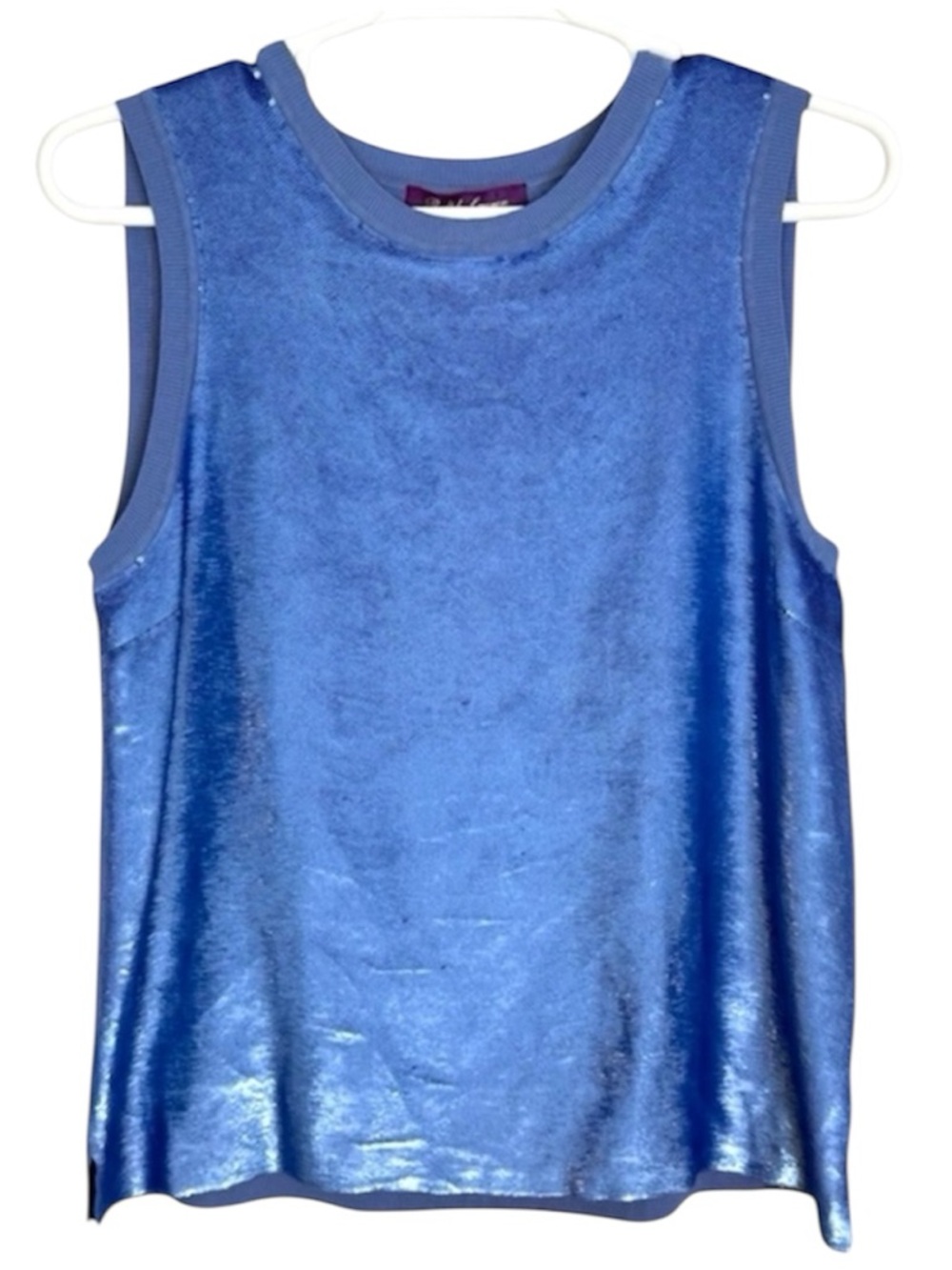 Ralph Lauren Purple Label Blue Sequin Silk Lined Tank Top Italy L